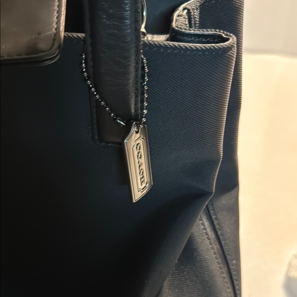 Coach Black Textured Tote Bag with Leather Straps - Picture 6 of 7